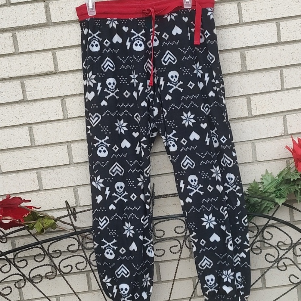 Skull,Pj  Pants with Red Waistband - Picture 2 of 9